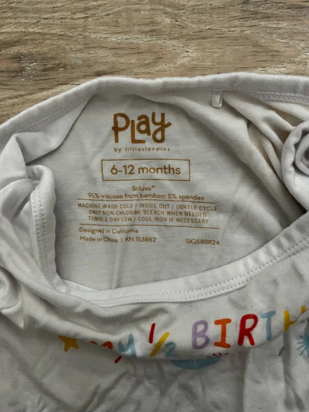 Little Sleepies White "It's My 1/2 Birthday" Cupcake Graphic Bodysuit - 6-12m - Picture 4 of 5